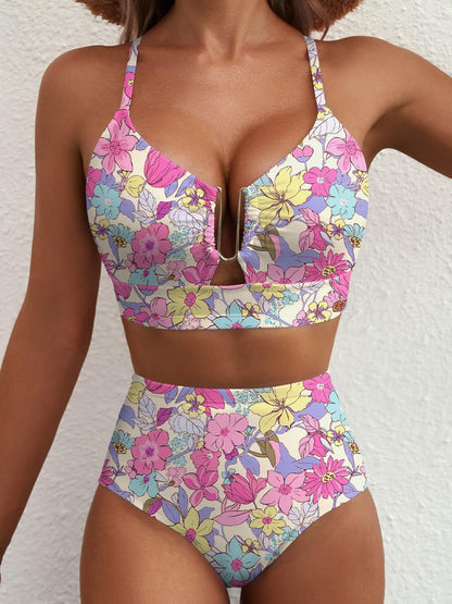 Valeria | Bikini Floral de Cintura Alta