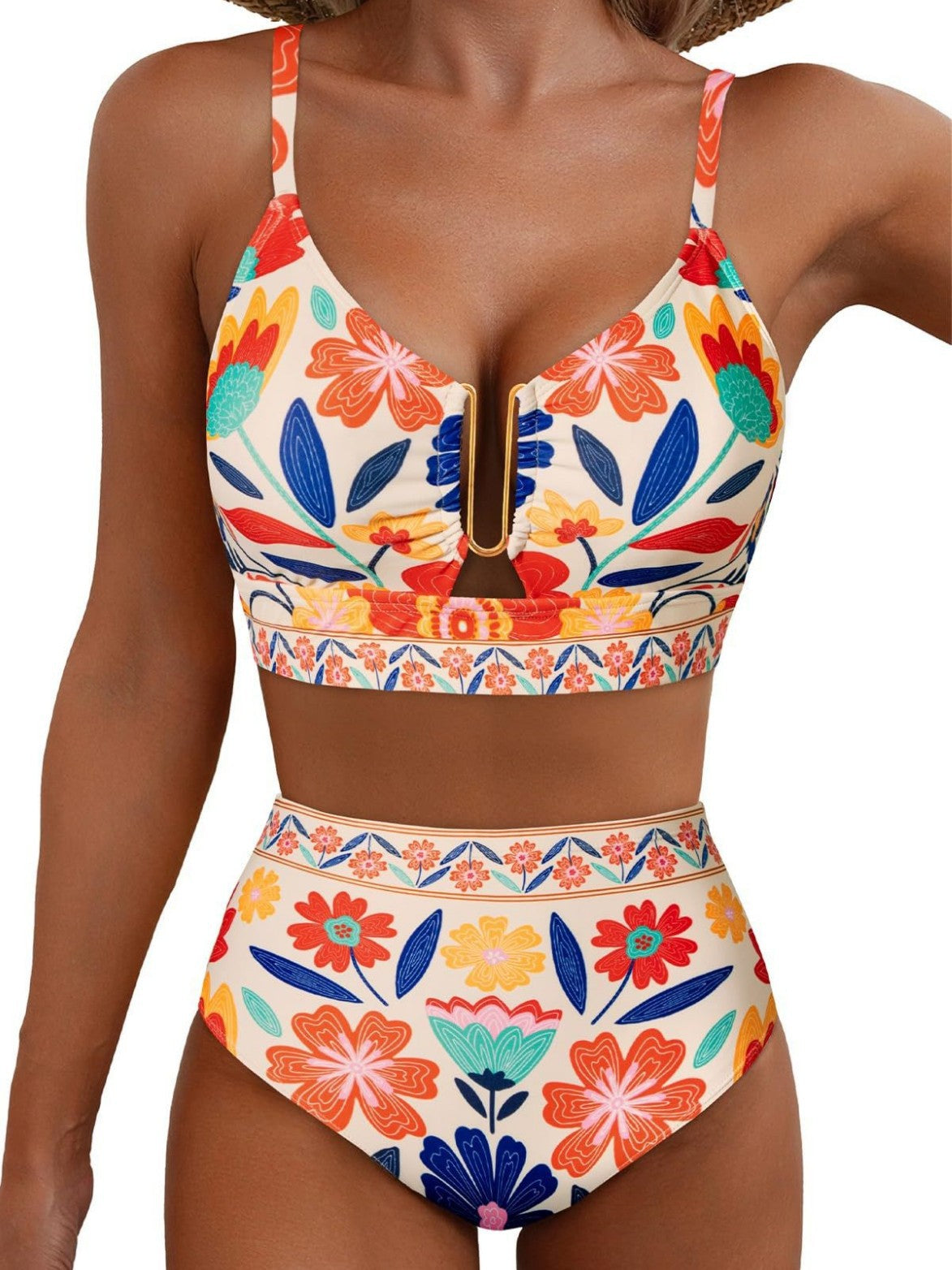 Valeria | Bikini Floral de Cintura Alta
